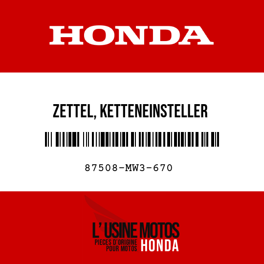 image de 87508-MW3-670 ZETTEL, KETTENEINSTELLER