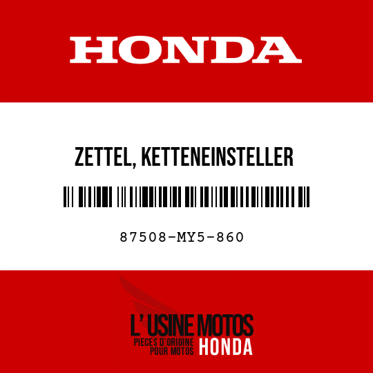 image de 87508-MY5-860 ZETTEL, KETTENEINSTELLER