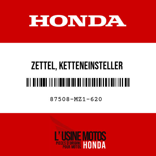 image de 87508-MZ1-620 ZETTEL, KETTENEINSTELLER (FRANZOSISCH)