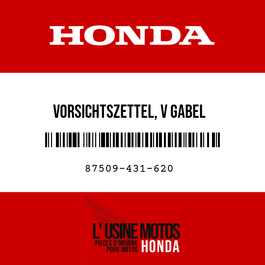 image de 87509-431-620 VORSICHTSZETTEL, V GABEL