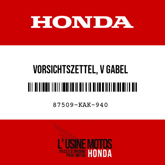 image de 87509-KAK-940 VORSICHTSZETTEL, V GABEL