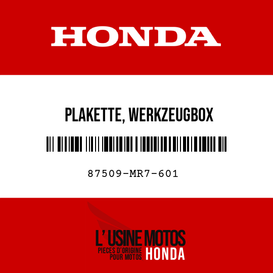 image de 87509-MR7-601 PLAKETTE, WERKZEUGBOX