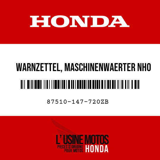 image de 87510-147-720ZB WARNZETTEL, MASCHINENWAERTER NH0 (FRANZOSISCH)