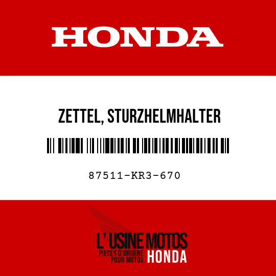 image de 87511-KR3-670 ZETTEL, STURZHELMHALTER
