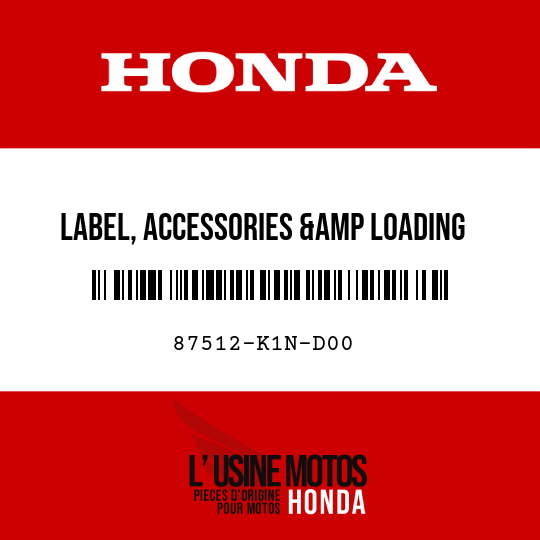 image de 87512-K1N-D00 LABEL, ACCESSORIES &amp LOADING (PICTOGRAPH)