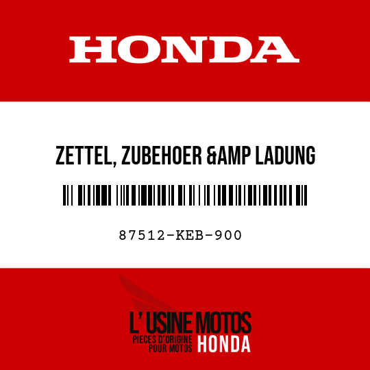 image de 87512-KEB-900 ZETTEL, ZUBEHOER &amp LADUNG