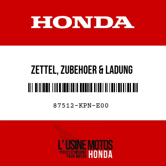 image de 87512-KPN-E00 ZETTEL, ZUBEHOER & LADUNG (BILDSYMBOL)