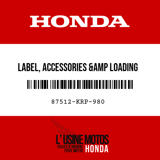 image de 87512-KRP-980 LABEL, ACCESSORIES &amp LOADING