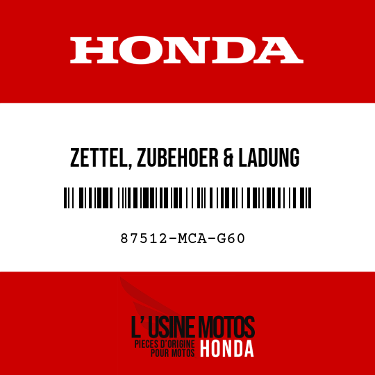 image de 87512-MCA-G60 ZETTEL, ZUBEHOER & LADUNG (BILDSYMBOL)