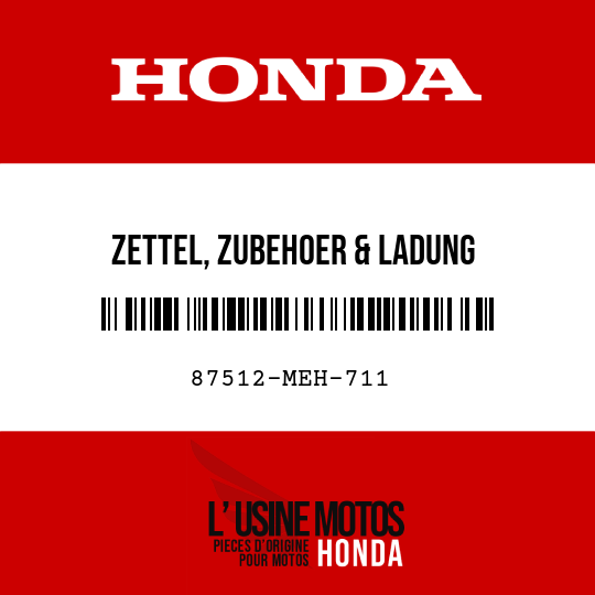 image de 87512-MEH-711 ZETTEL, ZUBEHOER & LADUNG (ENGLISCH)