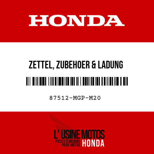 image de 87512-MGP-M20 ZETTEL, ZUBEHOER & LADUNG (BILDSYMBOL)