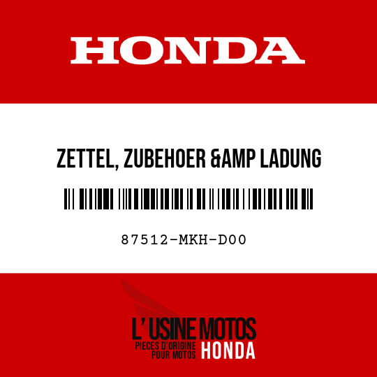 image de 87512-MKH-D00 ZETTEL, ZUBEHOER & LADUNG (BILDSYMBOL)