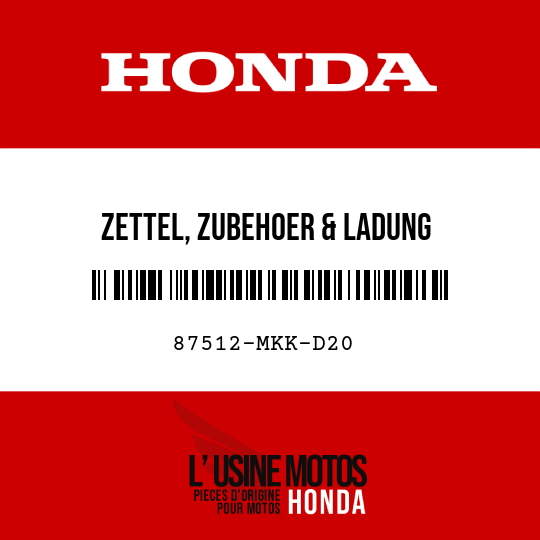 image de 87512-MKK-D20 ZETTEL, ZUBEHOER & LADUNG (BILDSYMBOL)