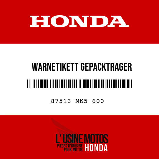 image de 87513-MK5-600 WARNETIKETT GEPACKTRAGER