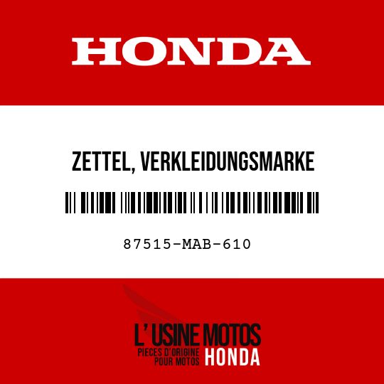image de 87515-MAB-610 ZETTEL, VERKLEIDUNGSMARKE