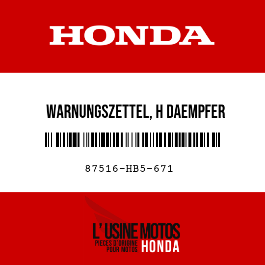 image de 87516-HB5-671 WARNUNGSZETTEL, H DAEMPFER