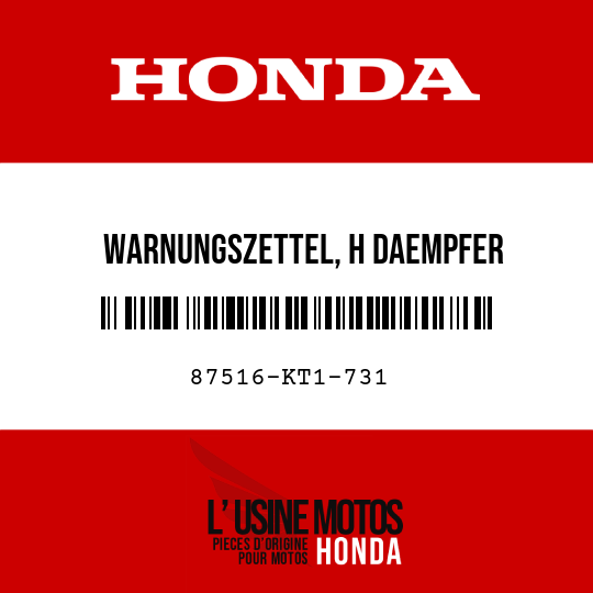 image de 87516-KT1-731 WARNUNGSZETTEL, H DAEMPFER (FRANZOSISCH)