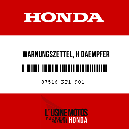 image de 87516-KT1-901 WARNUNGSZETTEL, H DAEMPFER