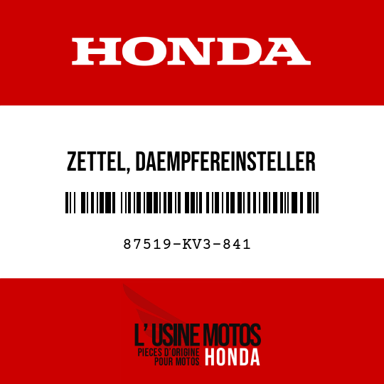 image de 87519-KV3-841 ZETTEL, DAEMPFEREINSTELLER