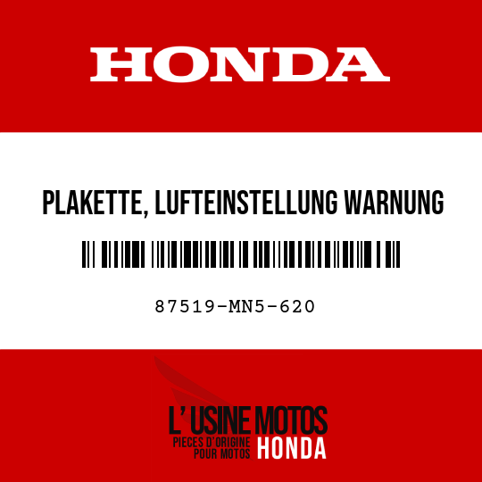 image de 87519-MN5-620 PLAKETTE, LUFTEINSTELLUNG WARNUNG (FRANZOSISCH)