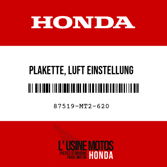 image de 87519-MT2-620 PLAKETTE, LUFT EINSTELLUNG (FRANZOSISCH)