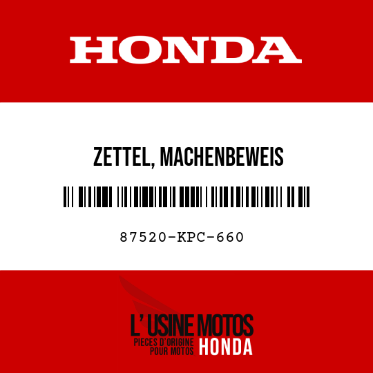 image de 87520-KPC-660 ZETTEL, MACHENBEWEIS