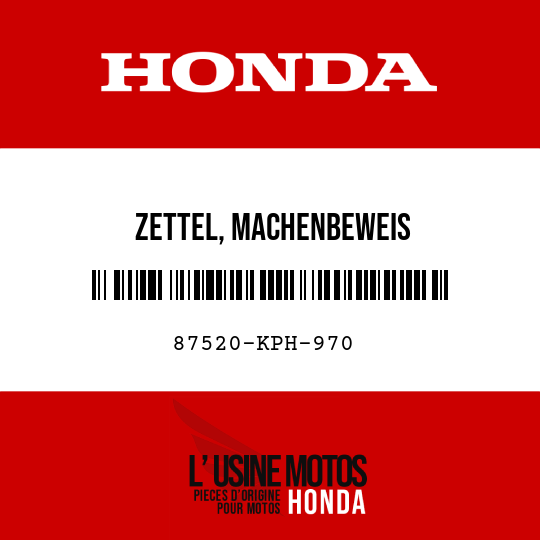 image de 87520-KPH-970 ZETTEL, MACHENBEWEIS