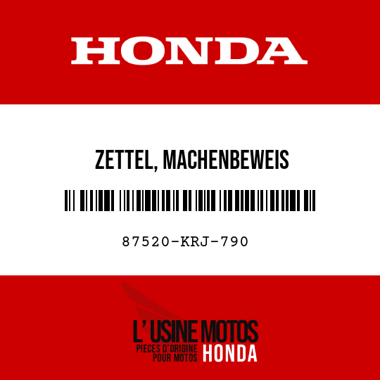 image de 87520-KRJ-790 ZETTEL, MACHENBEWEIS