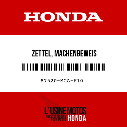 image de 87520-MCA-F10 ZETTEL, MACHENBEWEIS