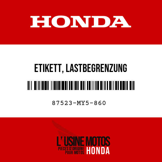 image de 87523-MY5-860 ETIKETT, LASTBEGRENZUNG