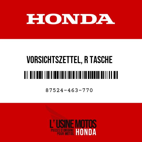 image de 87524-463-770 VORSICHTSZETTEL, R TASCHE