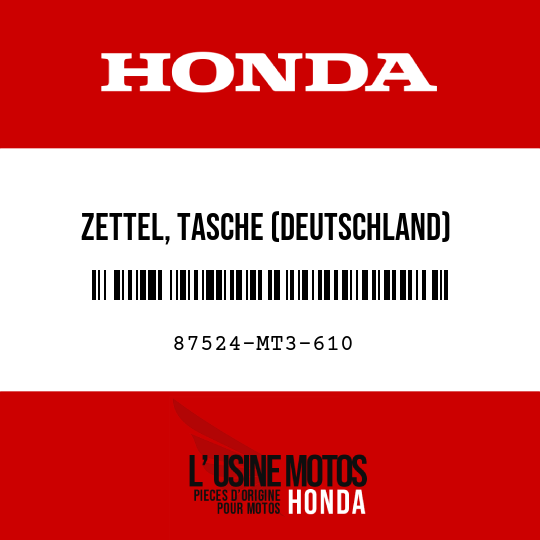 image de 87524-MT3-610 ZETTEL, TASCHE (DEUTSCHLAND)