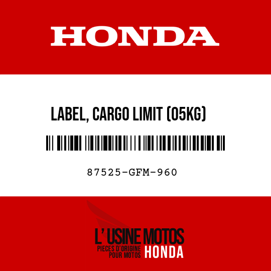 image de 87525-GFM-960 LABEL, CARGO LIMIT (05KG)