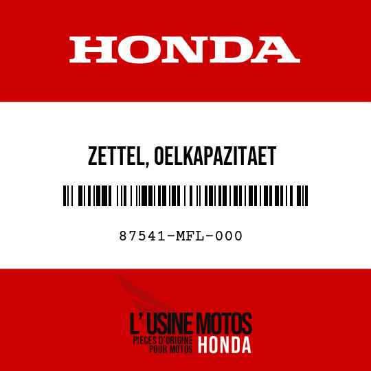 image de 87541-MFL-000 ZETTEL, OELKAPAZITAET
