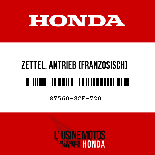 image de 87560-GCF-720 ZETTEL, ANTRIEB (FRANZOSISCH)