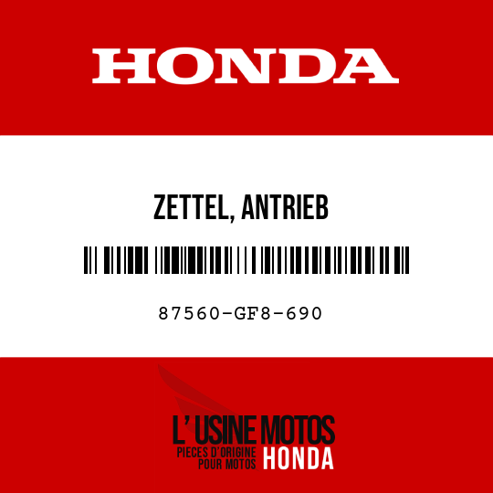 image de 87560-GF8-690 ZETTEL, ANTRIEB