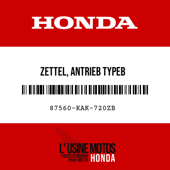 image de 87560-KAK-720ZB ZETTEL, ANTRIEB TYPEB 