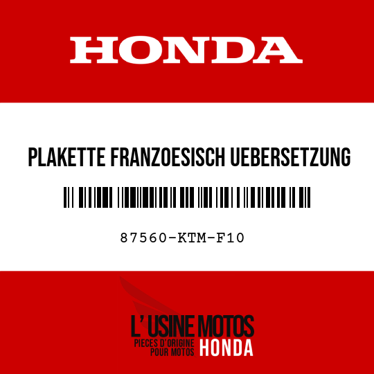 image de 87560-KTM-F10 PLAKETTE FRANZOESISCH UEBERSETZUNG