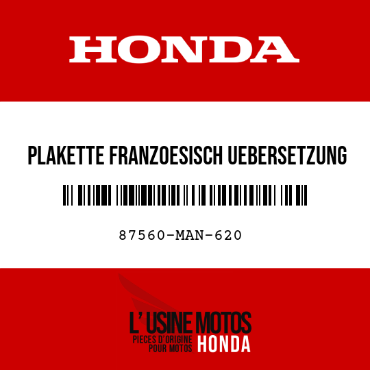 image de 87560-MAN-620 PLAKETTE FRANZOESISCH UEBERSETZUNG (FRANZOSISCH)