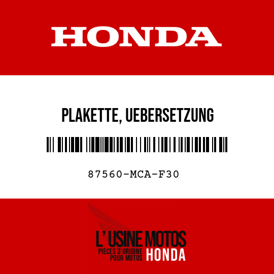 image de 87560-MCA-F30 PLAKETTE, UEBERSETZUNG (FRANZOSISCH)