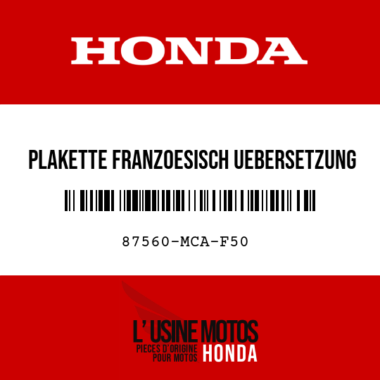 image de 87560-MCA-F50 PLAKETTE FRANZOESISCH UEBERSETZUNG