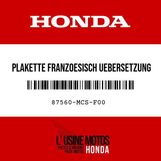 image de 87560-MCS-F00 PLAKETTE FRANZOESISCH UEBERSETZUNG