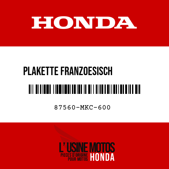 image de 87560-MKC-600 PLAKETTE FRANZOESISCH UEBERSETZUNG