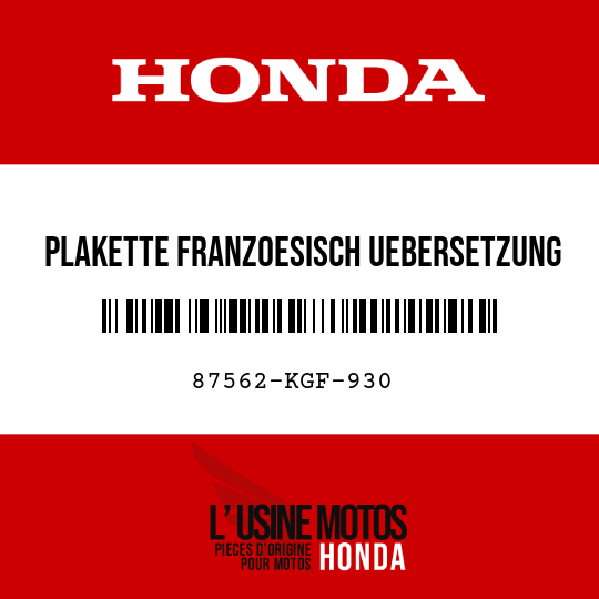 image de 87562-KGF-930 PLAKETTE FRANZOESISCH UEBERSETZUNG