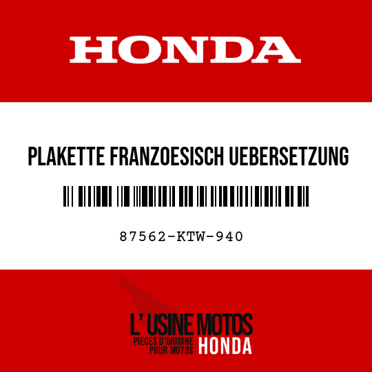 image de 87562-KTW-940 PLAKETTE FRANZOESISCH UEBERSETZUNG