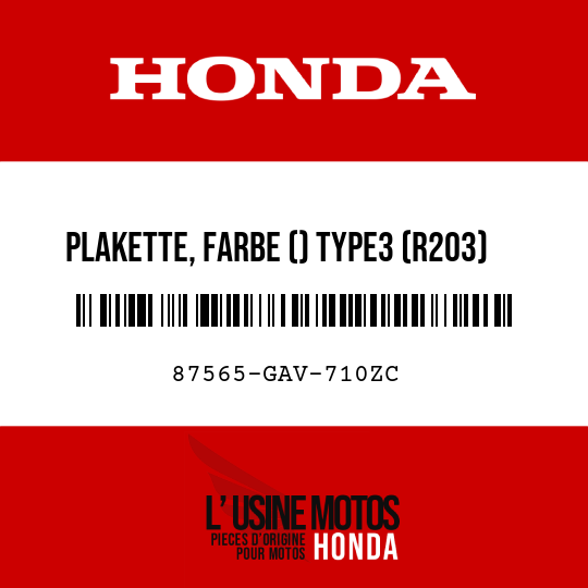 image de 87565-GAV-710ZC PLAKETTE, FARBE () TYPE3 (R203)