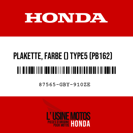 image de 87565-GBY-910ZE PLAKETTE, FARBE () TYPE5 (PB162)