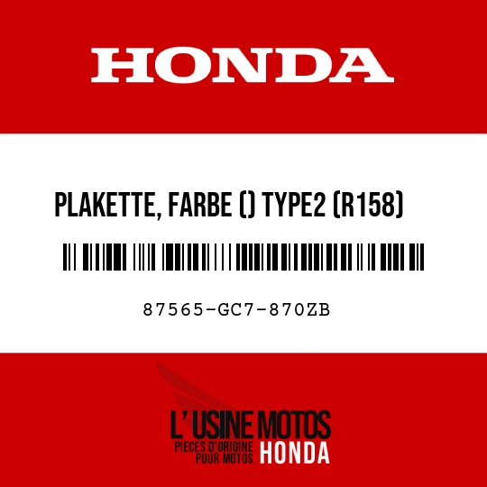 image de 87565-GC7-870ZB PLAKETTE, FARBE () TYPE2 (R158)