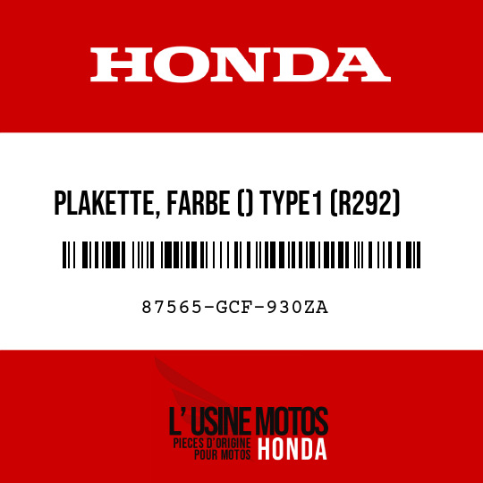 image de 87565-GCF-930ZA PLAKETTE, FARBE () TYPE1 (R292)