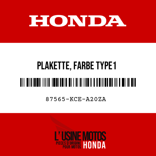 image de 87565-KCE-A20ZA PLAKETTE, FARBE TYPE1